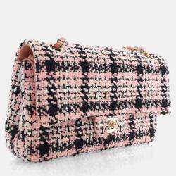 Chanel Pink Tweed Classic Medium Double Flap Bag