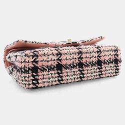 Chanel Pink Tweed Classic Medium Double Flap Bag