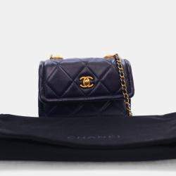 Chanel Navy Lambskin Mini Button On You CC Flap Bag