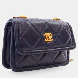 Chanel Navy Lambskin Mini Button On You CC Flap Bag