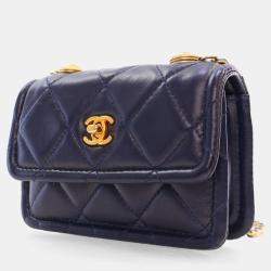 Chanel Navy Lambskin Mini Button On You CC Flap Bag