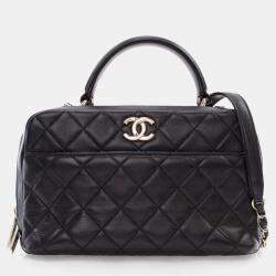 Chanel Black Lambskin Trendy CC Bowling Bag