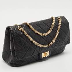 Chanel Black Quilted Aged Leather 227 Reissue 2.55 Flap Bag