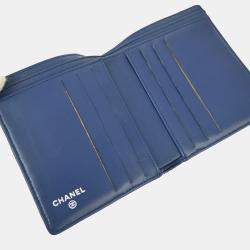 Chanel Blue Lambskin Perforated Bifold Wallet