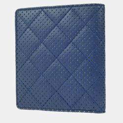 Chanel Blue Lambskin Perforated Bifold Wallet
