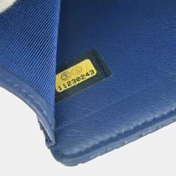 Chanel Blue Lambskin Perforated Bifold Wallet