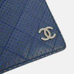 Chanel Blue Lambskin Perforated Bifold Wallet