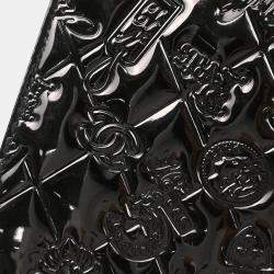 Pre Owned Chanel Black Patent Leather Icon Chain Handbag