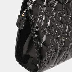 Pre Owned Chanel Black Patent Leather Icon Chain Handbag
