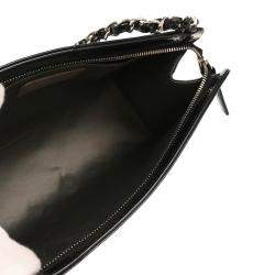 Pre Owned Chanel Black Patent Leather Icon Chain Handbag