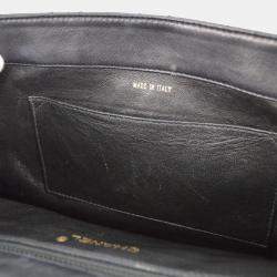 Pre Owned Chanel Black Lambskin Straight Flap Shoulder Bag