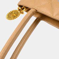 Pre Owned Chanel Beige Calfskin Medallion Tote Bag