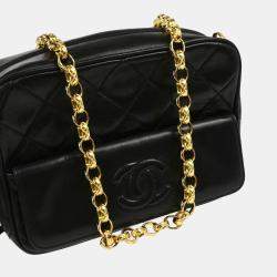 Pre Owned Chanel Black Lambskin Quilted Mini Camera Bag 