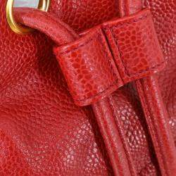 Chanel Red Calfskin Bucket Shoulder Bag