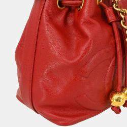 Chanel Red Calfskin Bucket Shoulder Bag