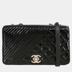 Chanel Black Patent Leather Coco Boy Shoulder Bag