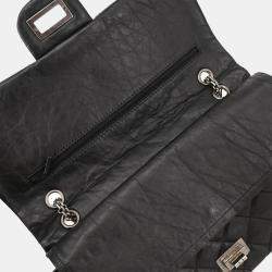 Pre Owned Chanel Black Calfskin 2.55 Jumbo Classic Double Flap Shoulder Bag