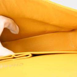 Pre Owned Chanel Yellow Lambskin Medium Classic Double Flap Shoulder Bag