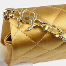 Chanel Gold Embellished Quilted Rhinestone Chain Handbag 