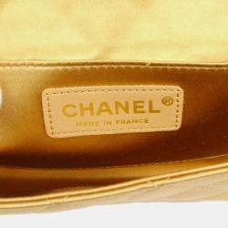 Chanel Gold Embellished Quilted Rhinestone Chain Handbag 