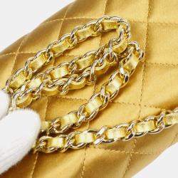 Chanel Gold Embellished Quilted Rhinestone Chain Handbag 
