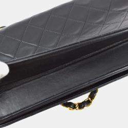 Pre Owned Chanel Black Lambskin Turnlock Small Full Flap Shoulder Bag