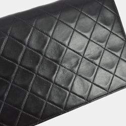 Pre Owned Chanel Black Lambskin Turnlock Small Full Flap Shoulder Bag