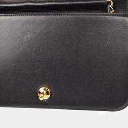 Pre Owned Chanel Black Lambskin Turnlock Small Full Flap Shoulder Bag