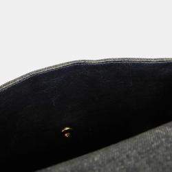 Pre Owned Chanel Black Denim Medium Top Handle Bag 