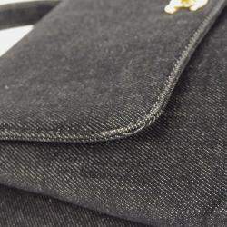 Pre Owned Chanel Black Denim Medium Top Handle Bag 