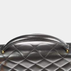 Chanel Black Lambskin Quilted Briefcase Laptop Bag 