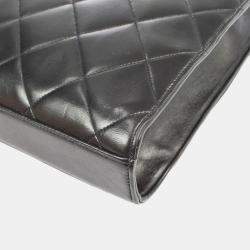 Chanel Black Lambskin Quilted Briefcase Laptop Bag 