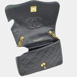 Chanel Satin Single Flap Turnlock Shoulder Bag 