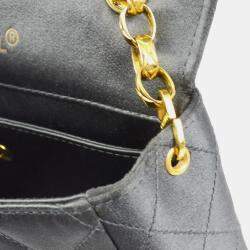 Chanel Satin Single Flap Turnlock Shoulder Bag 