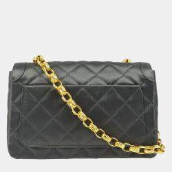 Chanel Satin Single Flap Turnlock Shoulder Bag 
