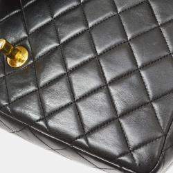 Pre Owned Chanel Black Lambskin Medium Kelly Flap Bag 