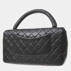 Pre Owned Chanel Black Lambskin Medium Kelly Flap Bag 