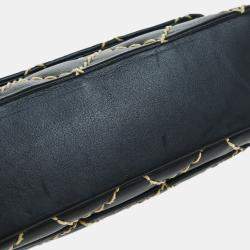 Pre Owned Chanel Black Calfskin Wild Stitch Single Flap Shoulder Bag