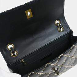 Pre Owned Chanel Black Calfskin Wild Stitch Single Flap Shoulder Bag