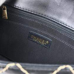 Pre Owned Chanel Black Calfskin Wild Stitch Single Flap Shoulder Bag
