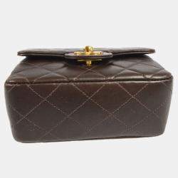 Chanel Brown Lambskin Mini Square Handbag