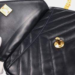 Chanel Navy Chevron Lambskin Vintage Front Pocket Small Camera Bag