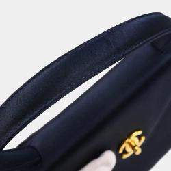 Pre Owned حقيبة شانيل ساتان كحلي بمقبض علوي