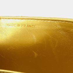 Pre Owned Chanel Gold Lambskin Quilted CC Classic Flap Top Handle Bag