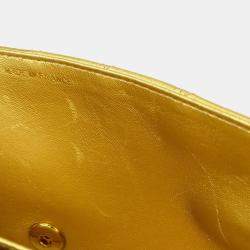 Pre Owned Chanel Gold Lambskin Quilted CC Classic Flap Top Handle Bag