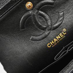 Pre Owned Chanel Black Calfskin Small Classic Double Flap Shoulder Bag