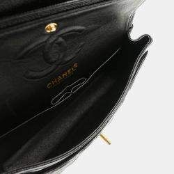 Pre Owned Chanel Black Calfskin Small Classic Double Flap Shoulder Bag