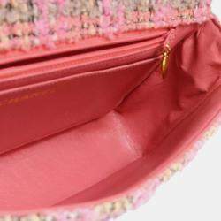 Pre Owned Chanel Pink Tweed Top Handle Handbag