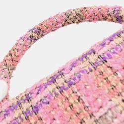 Pre Owned Chanel Pink Tweed Top Handle Handbag