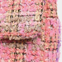 Pre Owned Chanel Pink Tweed Top Handle Handbag